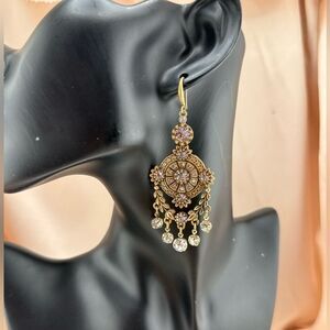 Anthropologie Gold and Purple Chandelier Earrings